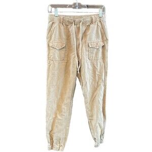 Aerie Women's‎ Pull On Pockets Utility Cargo Jogger Pants Khaki Elastic waist XS